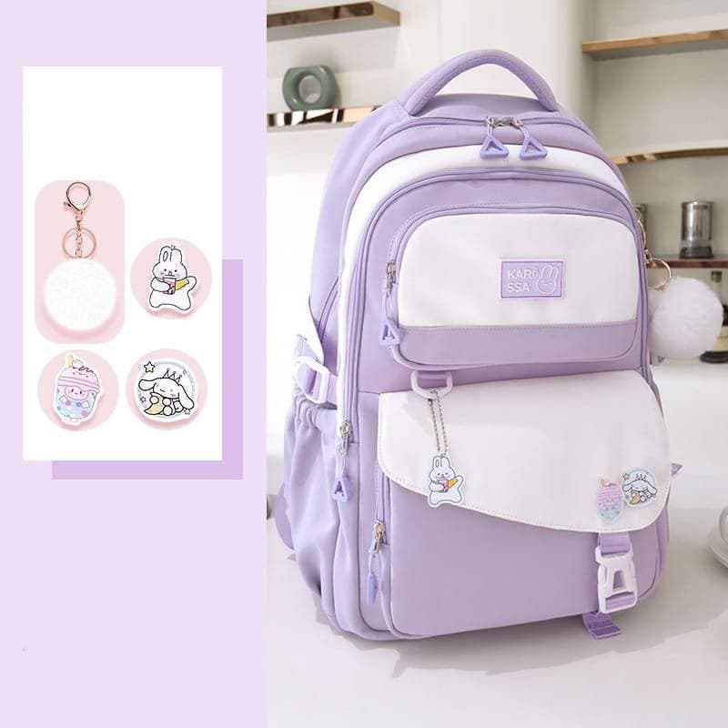 Best Selling Collection Brand Waterproof School Bag (Soft purple) 