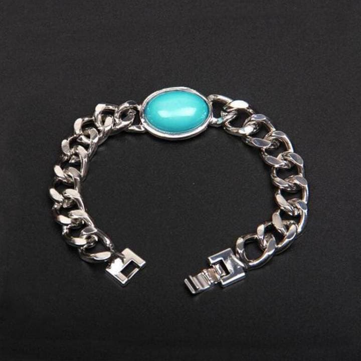Indian style Saman khan Bracelet Men's Stainless Steel Cuban Bracelet Blue Drop glue salman khan bracelet thumbnail 2