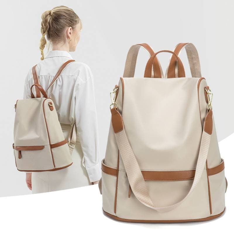 New Design Women Backpack Nylon Waterproof Anti-Theft Travel Bagpack(Apricot) thumbnail 3