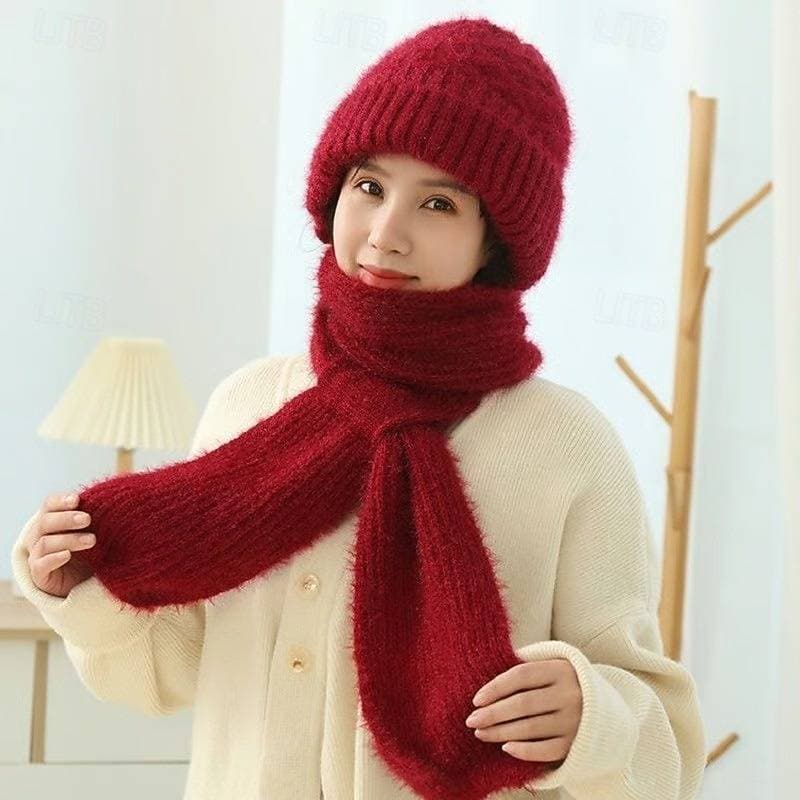 Ear Protection Windproof Cap Scarf (Red)
