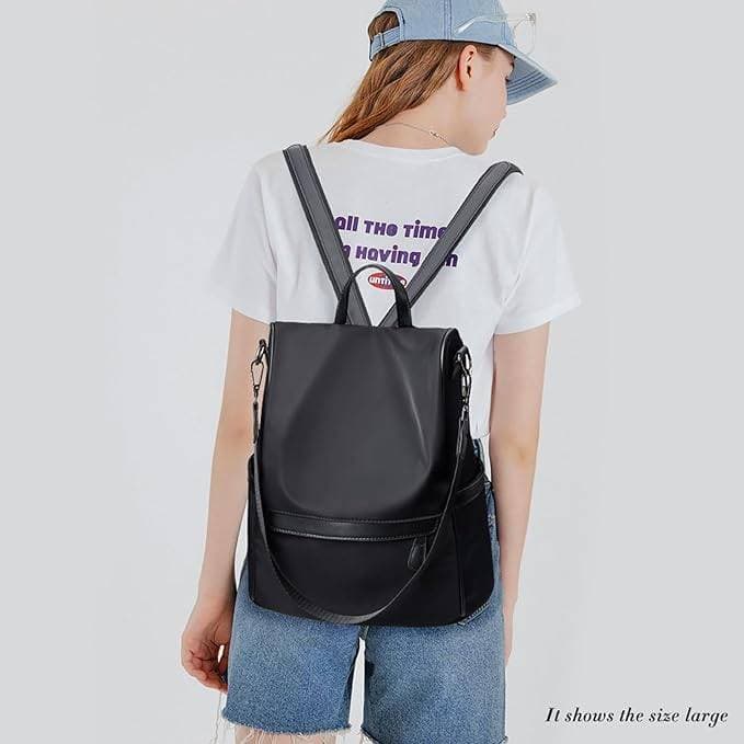 New Design Women Backpack Nylon Waterproof Anti-Theft Travel Bagpack(black) thumbnail 3