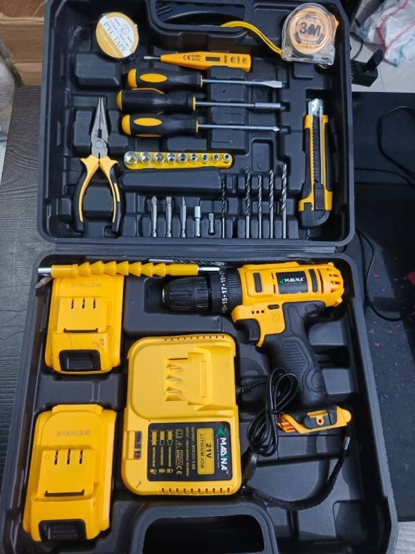 Cordless Drill Machines set and tools 34 pcs with double battery thumbnail 2