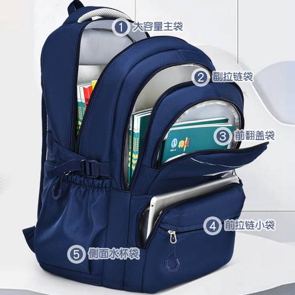 Stain-Resistant Waterproof School Bag(Blue) thumbnail 2
