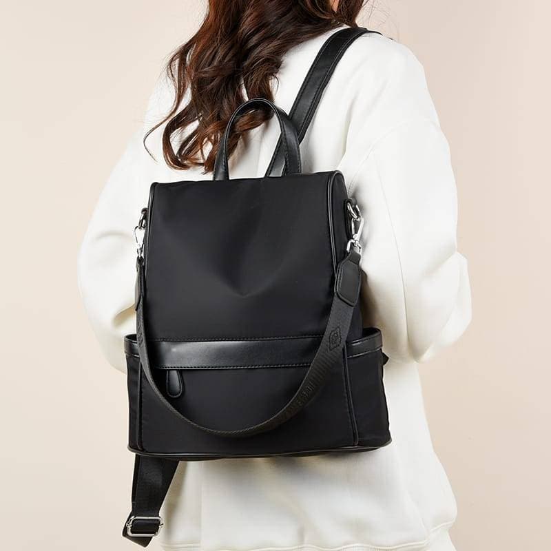 New Design Women Backpack Nylon Waterproof Anti-Theft Travel Bagpack(black) thumbnail 2