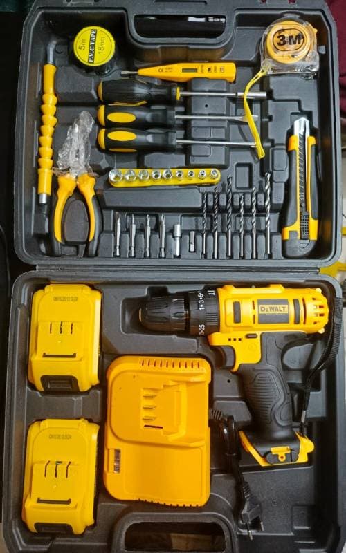 Cordless Drill Machines set and tools 34 pcs with double battery