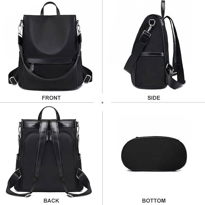 New Design Women Backpack Nylon Waterproof Anti-Theft Travel Bagpack(black) thumbnail 4