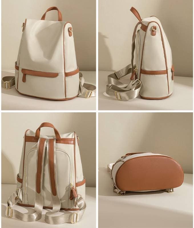 New Design Women Backpack Nylon Waterproof Anti-Theft Travel Bagpack(Apricot) thumbnail 2