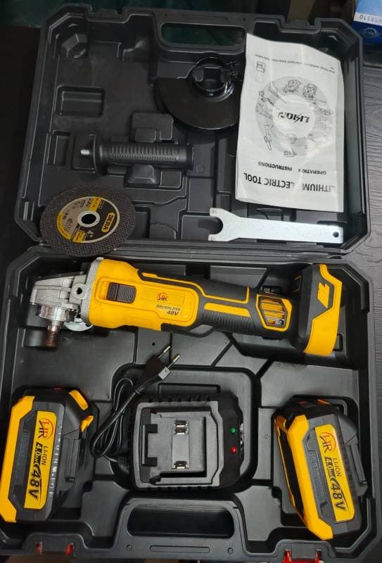 48V Cordless Angle Grinder with double battery thumbnail 2