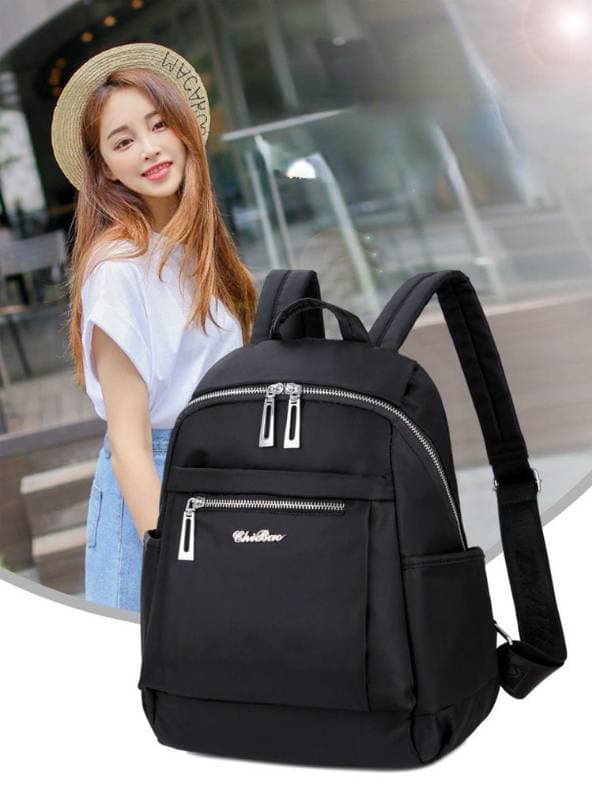 Nylon Backpack Durable Waterproof Casual Shoulder Bag (Black Color) thumbnail 2