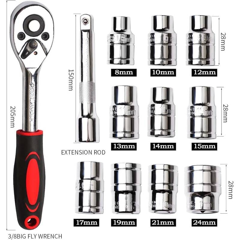 12 in 1 ratchet socket wrench set,