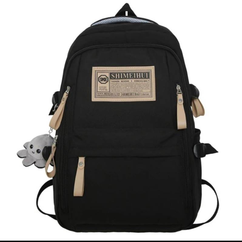  Academy Style School Bag Book Bag Lightweight College Student Backpack(Black) 
