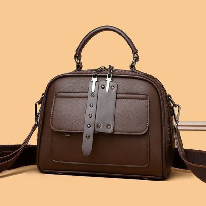 Genuine Soft Leather Handbag(চকলেট কালার) 