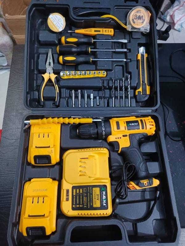 Cordless Drill Machines set and tools 34 pcs with double battery