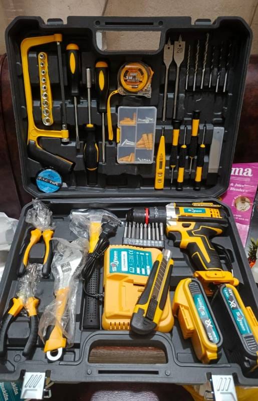 Cordless Drill Machines set and tools 56 pcs with double battery